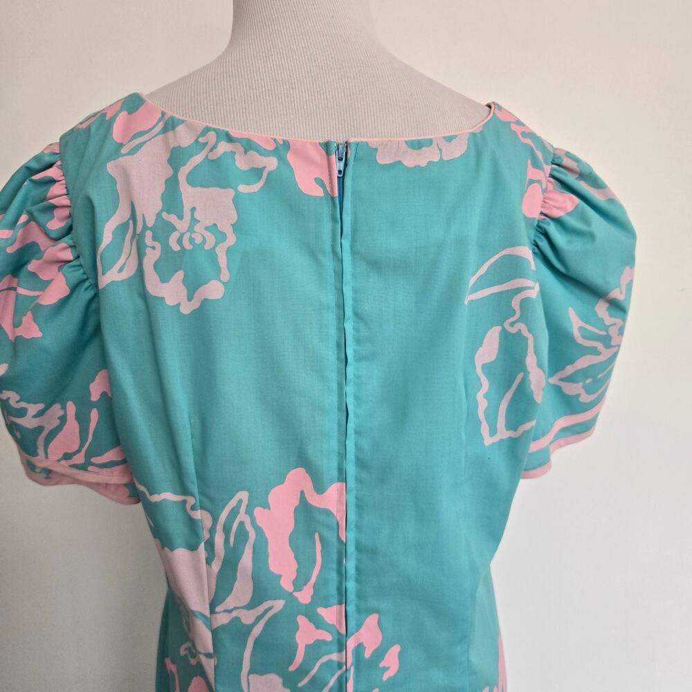 Vintage Hilo Hattie Hawaiian Maxi Dress Island Beach Ruffles Pastel Women 16 - Picture 7 of 13